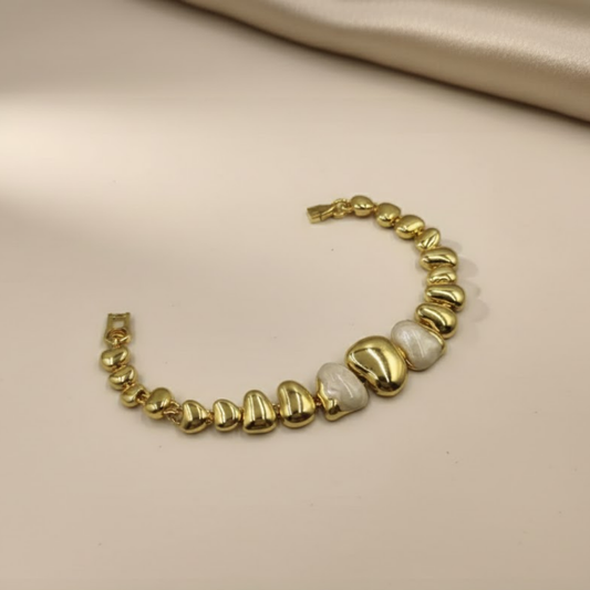 Heart Bead Gold-Tone Charm Bracelet