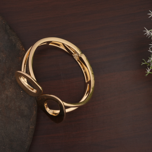 Modern Gold-Tone Abstract Loop Cuff Bracelet