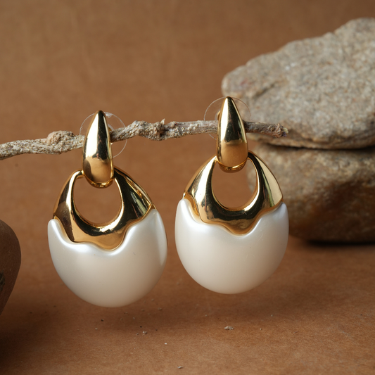 Chic Bicolor Enamel Drop Earrings
