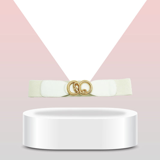 White Snake Buckle Genuine Belt