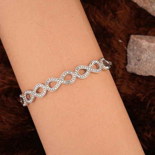 Silver-Tone Infinity Motif Bangle