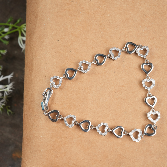 Silver-Tone Heart-Link Bracelet