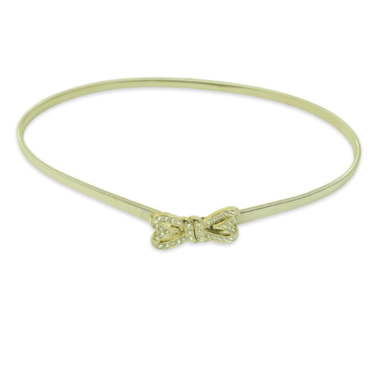 Silver Stretchy Rhinestone Bow Belt