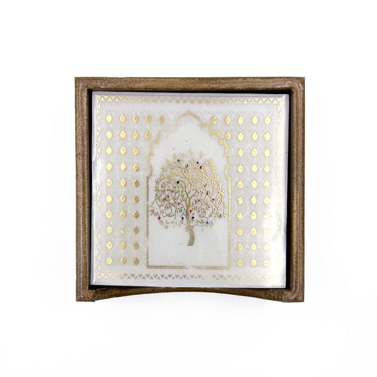 Gold Tree Motif Coaster Set