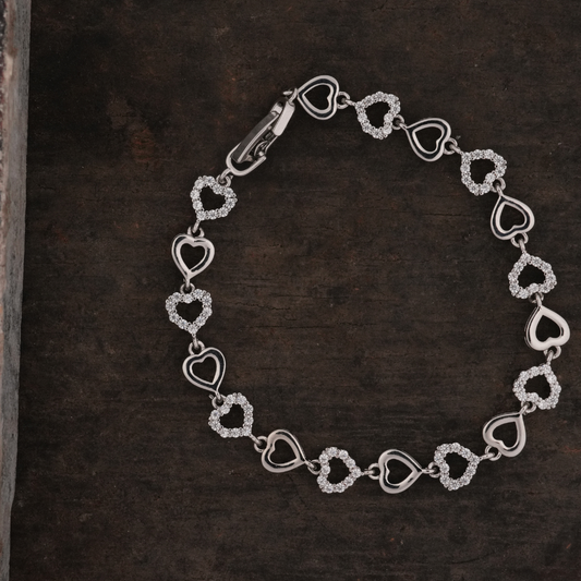Silver-Tone Heart-Link Bracelet