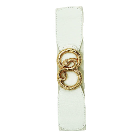 White Snake Buckle Genuine Belt