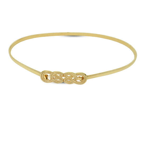 Gold Stretchy Metal Belt with Interlocking Circle Buckle