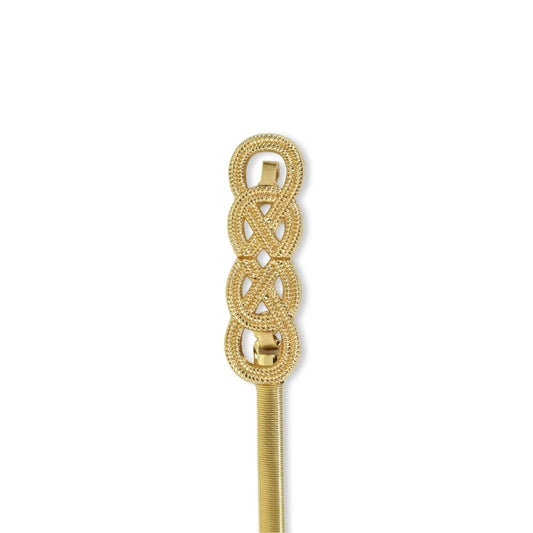 Gold Stretchy Metal Belt with Interlocking Circle Buckle