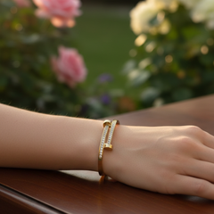 Crystal Bar Open Bangle Bracelet