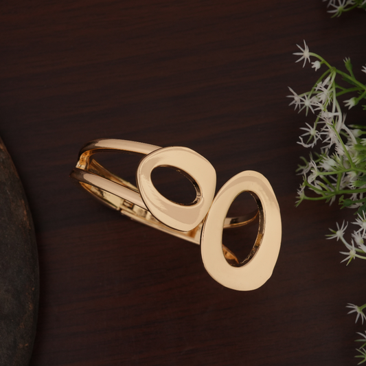 Modern Gold-Tone Abstract Loop Cuff Bracelet