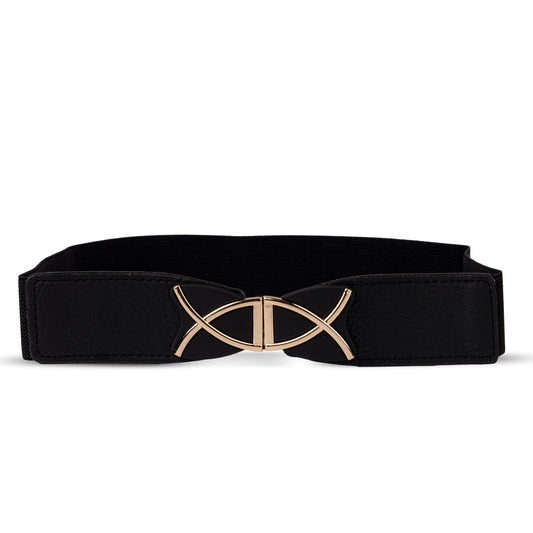 Elasticated Belt With Reverse C-Buckle