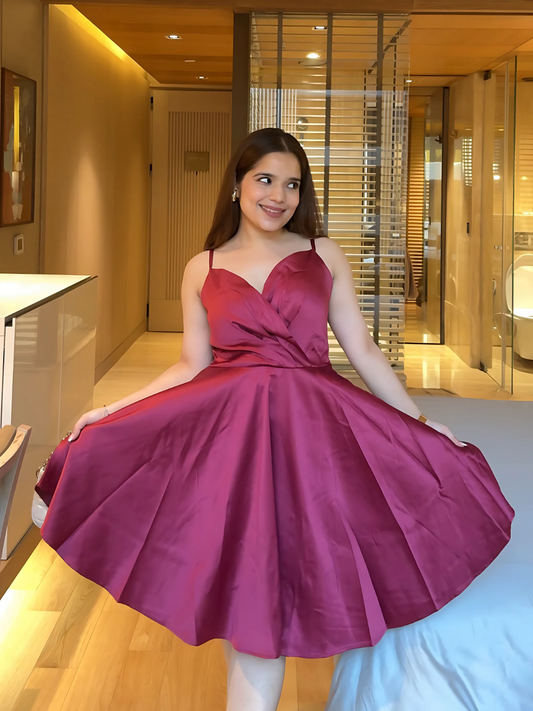 Berry Satin Cocktail Dream Dress