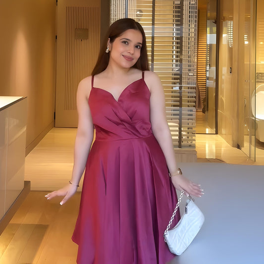 Berry Satin Cocktail Dream Dress
