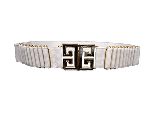 White Golden Buckle Metal Belt for Ladies Dresses