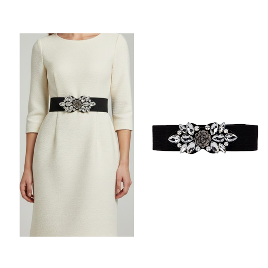 Women's Rhinestone Belts Formal Dress Beaded Elastic Decoration Wide Belt