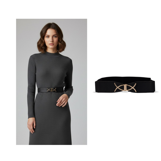 Elasticated Belt With Reverse C-Buckle
