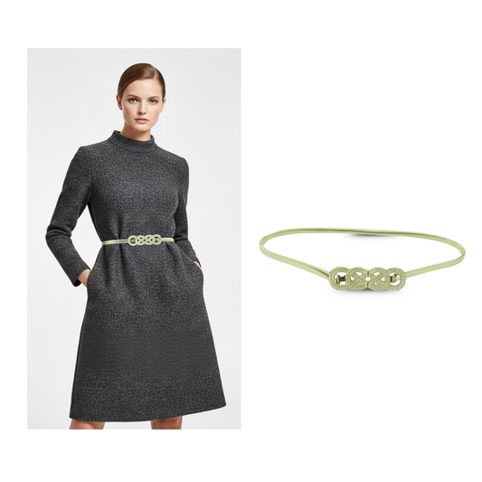 Silver Stretchy Metal Belt with Interlocking Circle Buckle