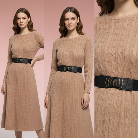 Women Black Elastic Strap Buckle Hook Belt