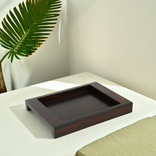 Premium Wooden Tray Set with Bold Rim – Set of 2