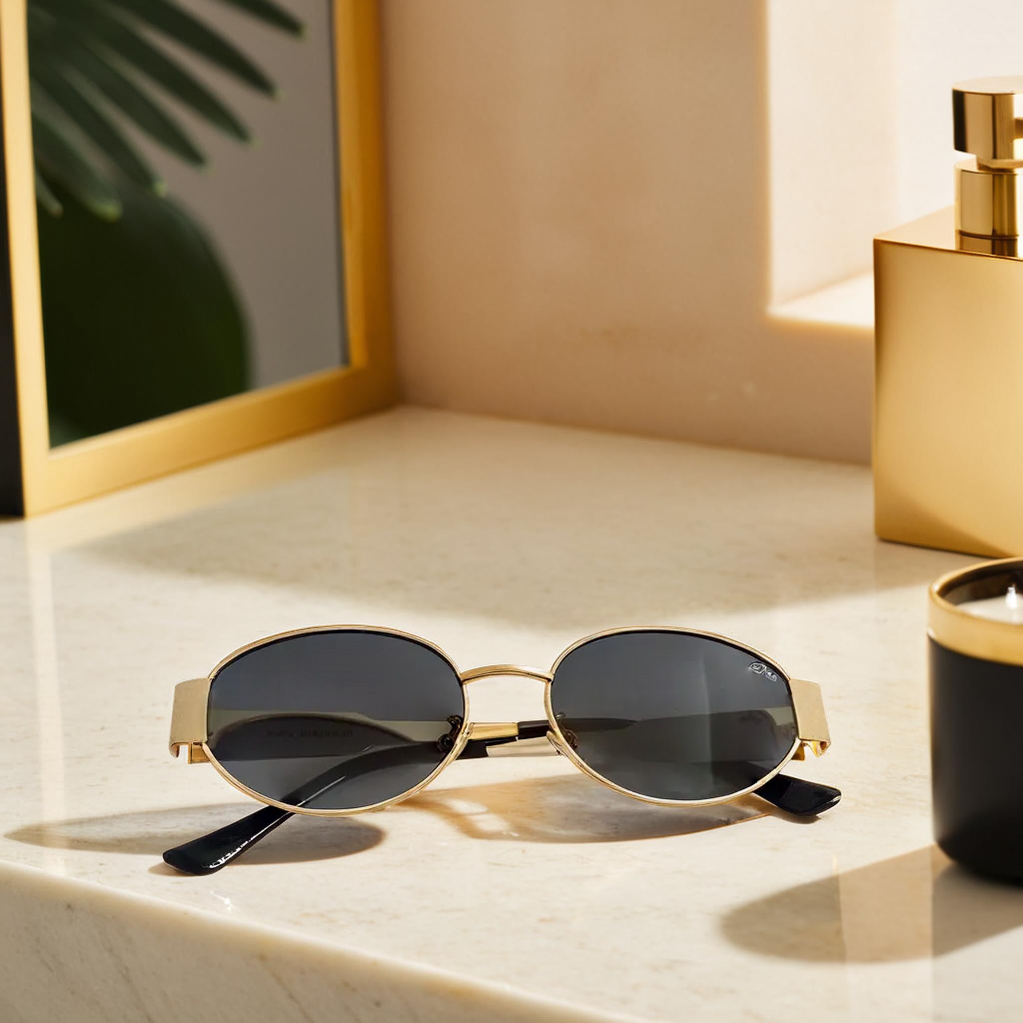 Joe's Retro Gold Round Unisex Sunglasses - Main Image