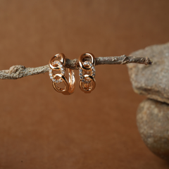 Interlocking Link Pave Rose Gold Huggie Earrings