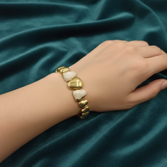 Heart Bead Gold-Tone Charm Bracelet