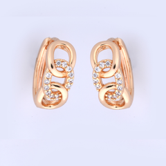 Interlocking Link Pave Rose Gold Huggie Earrings