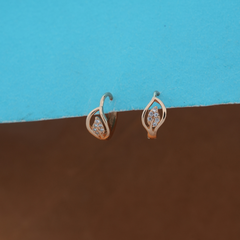 Dainty Leaf Swirl Rose Gold Huggie Earrings