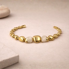 Heart Bead Gold-Tone Charm Bracelet