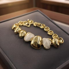 Heart Bead Gold-Tone Charm Bracelet