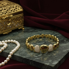 Heart Bead Gold-Tone Charm Bracelet