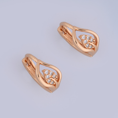 Dainty Leaf Swirl Rose Gold Huggie Earrings