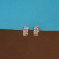 Rose Gold-Tone Double-Row Pave Huggie Earrings