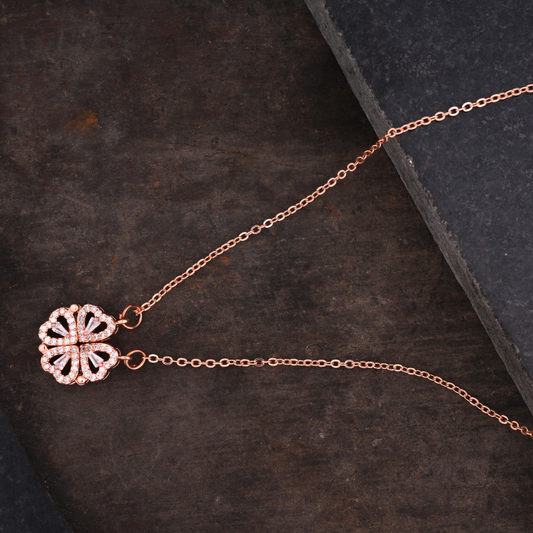 Rose Gold Linked Hearts Necklace
