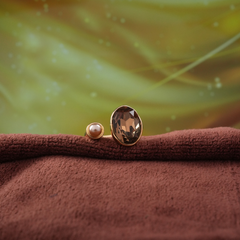 Bold Gemstone and Pearl Bypass Statement Ring