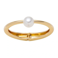Pearl Drop Gold-Tone Oval Bracelet