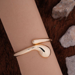 Chic Modern Sculptural Rose Gold-Tone Bypass Cuff Bracelet