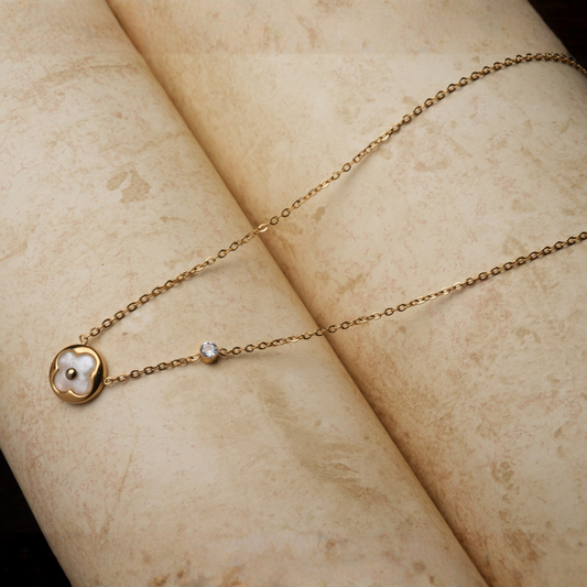 Gold-Tone Mother-of-Pearl Clover Pendant Necklace