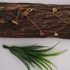 Gold-Tone Roman Numeral Multi-Color Charm Bracelet