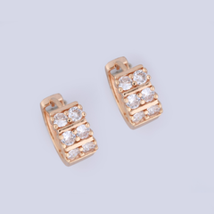 Rose Gold-Tone Double-Row Pave Huggie Earrings