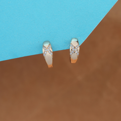 Rose Gold-Tone Pave X-Pattern Huggie Hoop Earrings