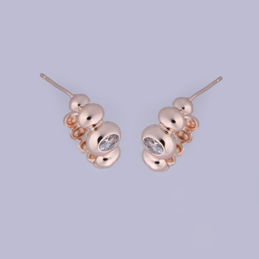 Modern Orb Cluster Rose Gold Stud Earrings