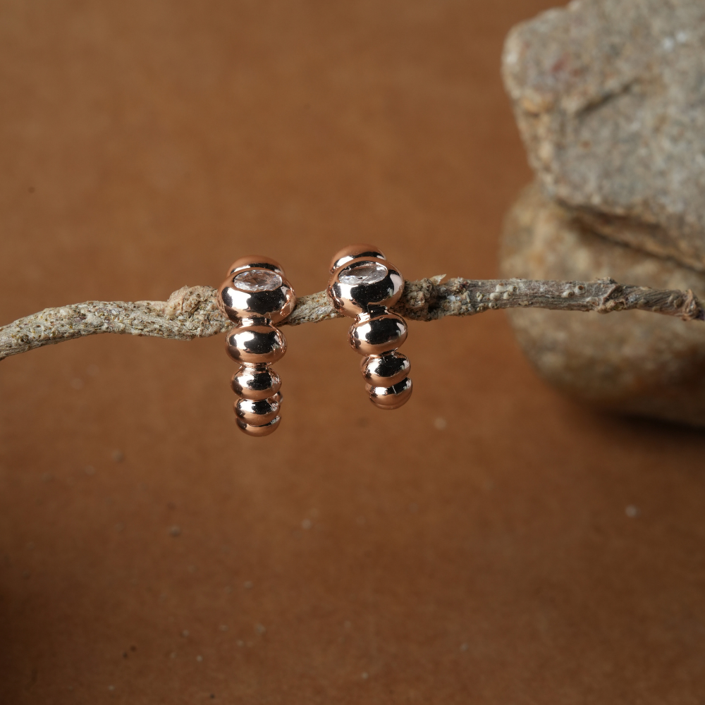 Modern Orb Cluster Rose Gold Stud Earrings