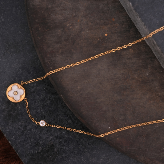 Gold-Tone Mother-of-Pearl Clover Pendant Necklace
