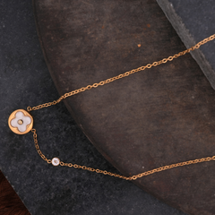 Gold-Tone Mother-of-Pearl Clover Pendant Necklace