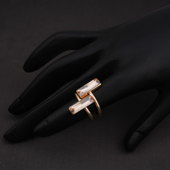 Modern Gold-Tone Double Baguette Statement Ring