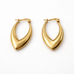 Sculpted Teardrop Hoop Earrings in Gold Tone