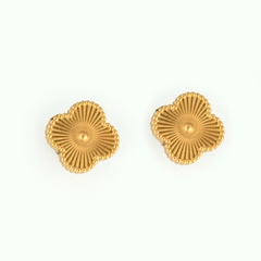 Radiant Sunburst Clover Gold Stud Earrings