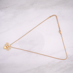 Gold-Tone Heart Bow Pendant Necklace