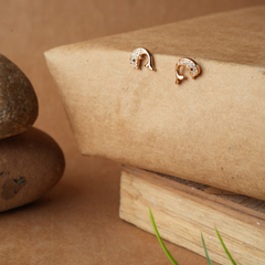 Sparkling Dolphin Curve Rose Gold Stud Earrings
